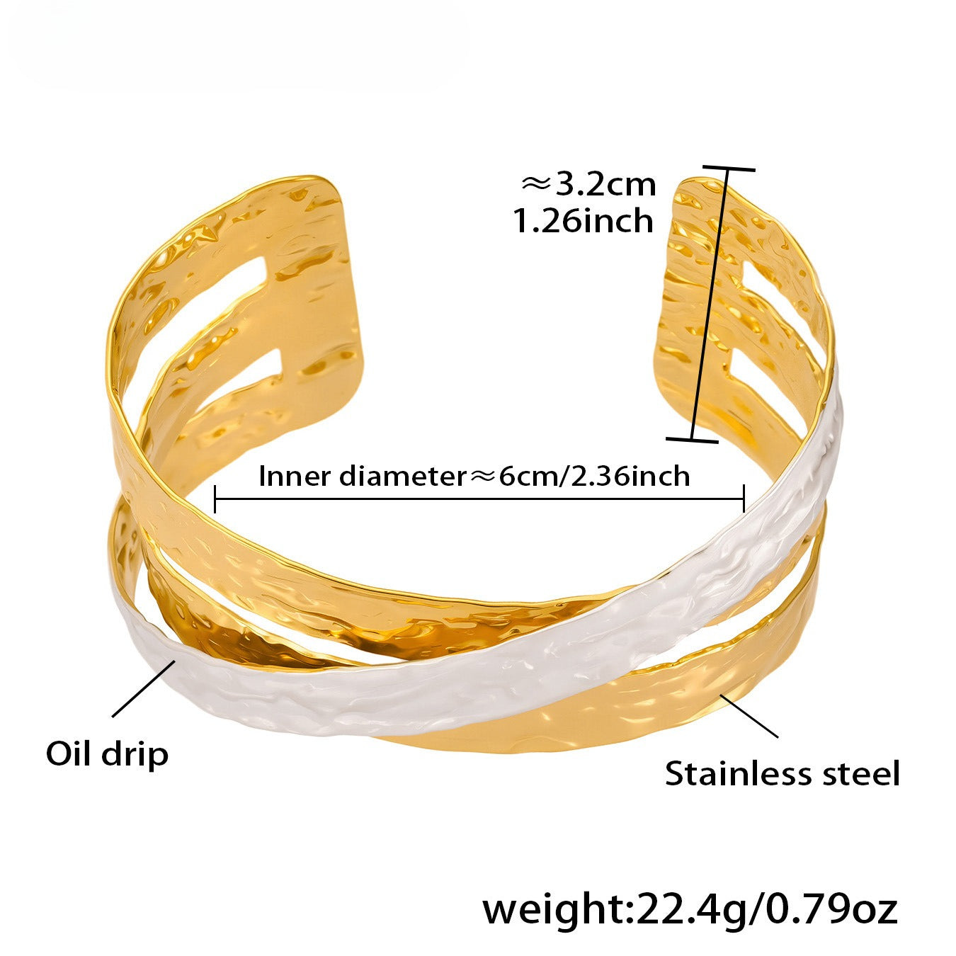 Planderful Minimalist Opening Bracelet 18K Gold Unisex Style