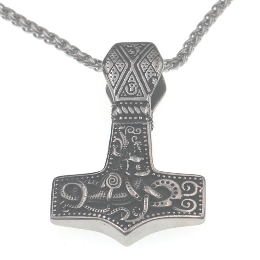 Mystical Norse Legacy Titanium Steel Dragon Necklace for Men