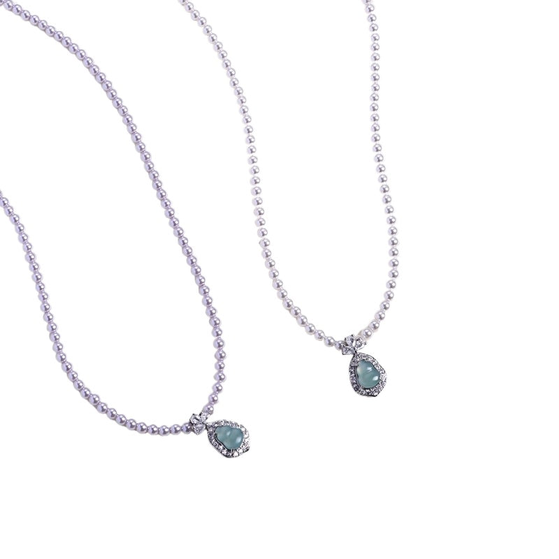 Jade Pearl Gourd Pendant Necklace