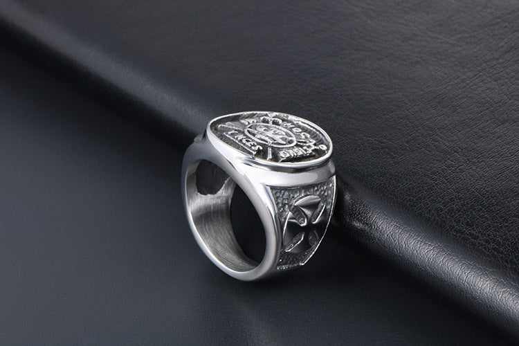 Punk Skull Anchor Titanium Steel Ring For Men Trendy
