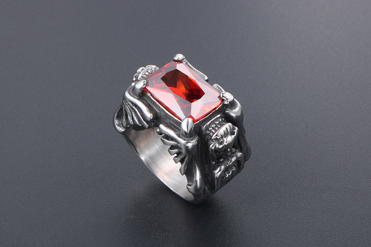 Personalized Titanium Steel Zircon Ring for Men - European and American Design, Wholesale Availability