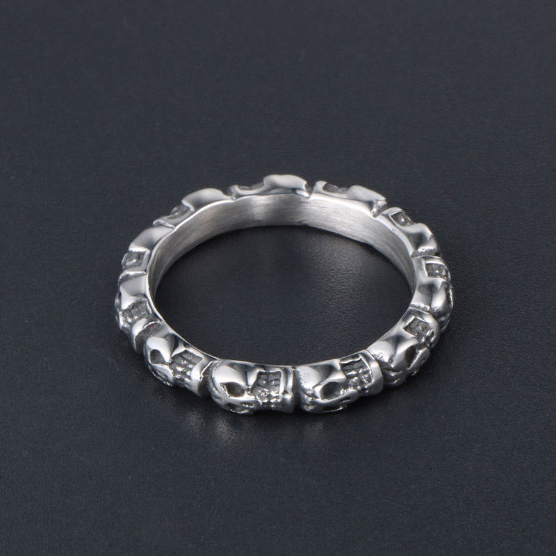 Titanium Steel Skull Series Thin Couple Rings for Men and Women