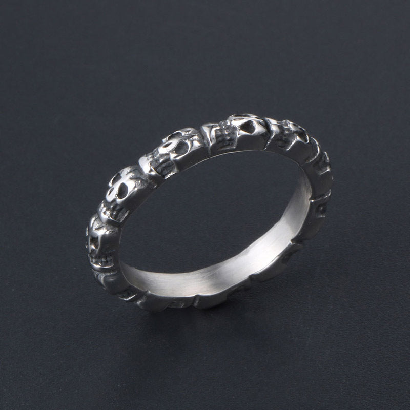 Titanium Steel Skull Series Thin Couple Rings for Men and Women