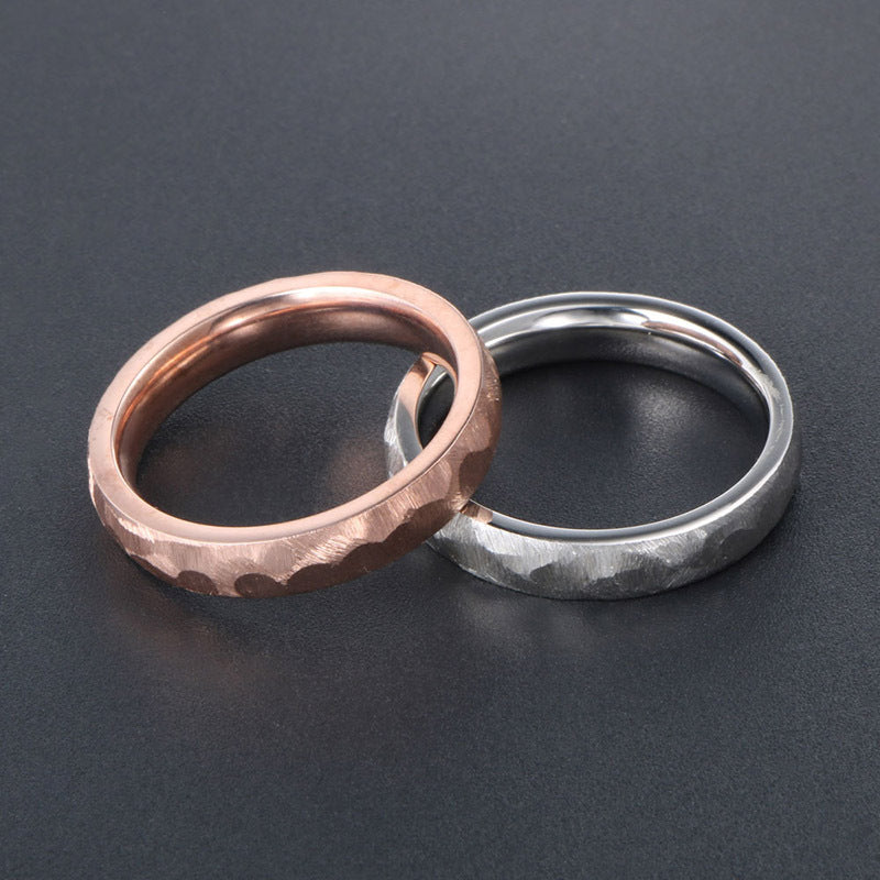Elegant Rose Gold Titanium Steel Couple Ring for Men - Rhombus Multi-Sided Design