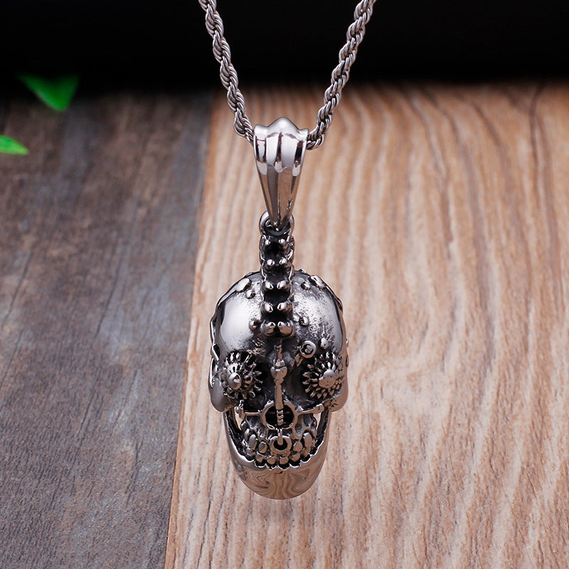 Gothic Titanium Steel Skull Pendant for Men - Hipster Stainless Steel Jewelry by Planderful