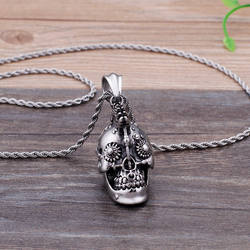 Gothic Titanium Steel Skull Pendant for Men - Hipster Stainless Steel Jewelry by Planderful