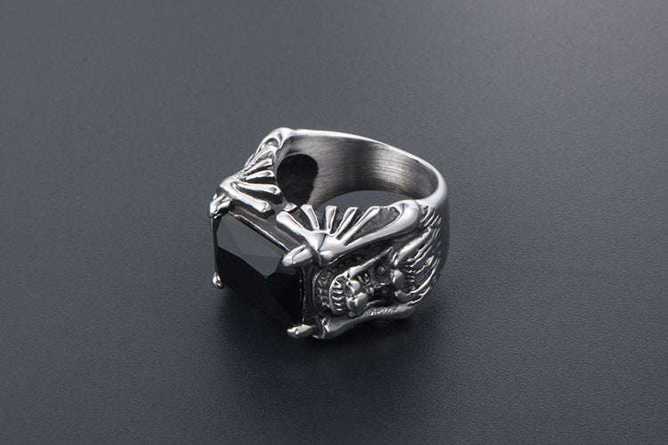 Personalized Titanium Steel Zircon Ring for Men - European and American Design, Wholesale Availability