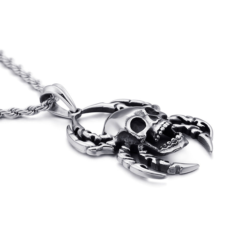 Men's Gothic Spider and Skull Pendant Set in Titanium Steel