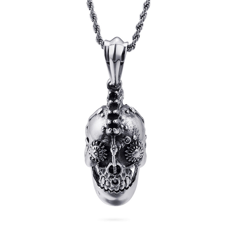 Gothic Titanium Steel Skull Pendant for Men - Hipster Stainless Steel Jewelry by Planderful