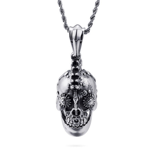 Gothic Titanium Steel Skull Pendant for Men - Hipster Stainless Steel Jewelry by Planderful