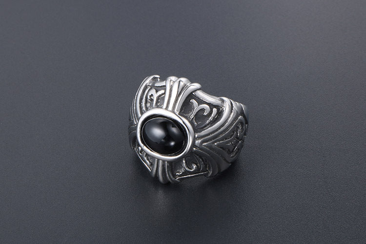 Unisex Titanium Steel Ring Two Tone Domineering Punk