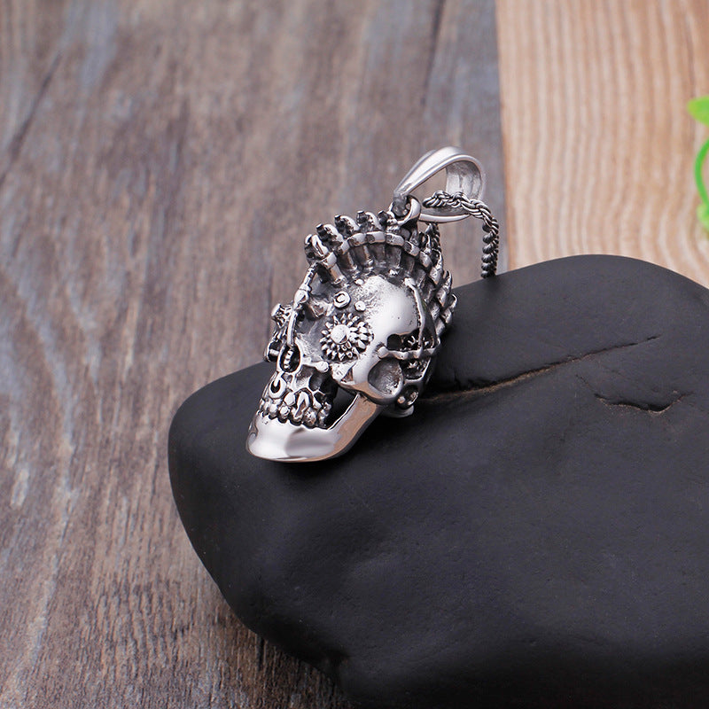Gothic Titanium Steel Skull Pendant for Men - Hipster Stainless Steel Jewelry by Planderful