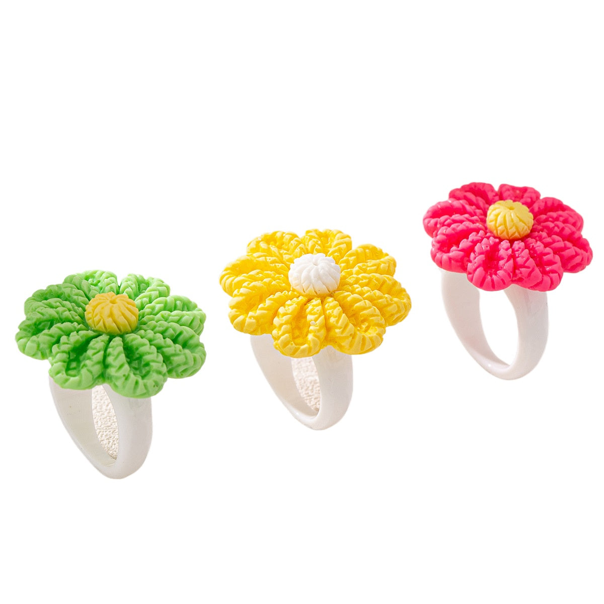 Personalized Color Resin Flower Ring Set for Women by Planderful