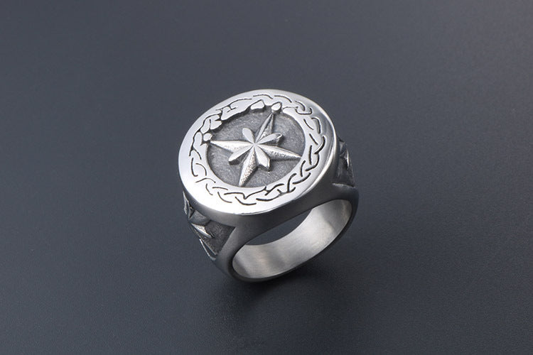 Titanium Steel Retro Star Ring For Hip Hop Men Fashion