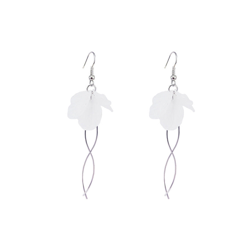 Eternal Petal Long Earrings: Vienna Verve Collection - Korean Inspired Metal Earrings for Women