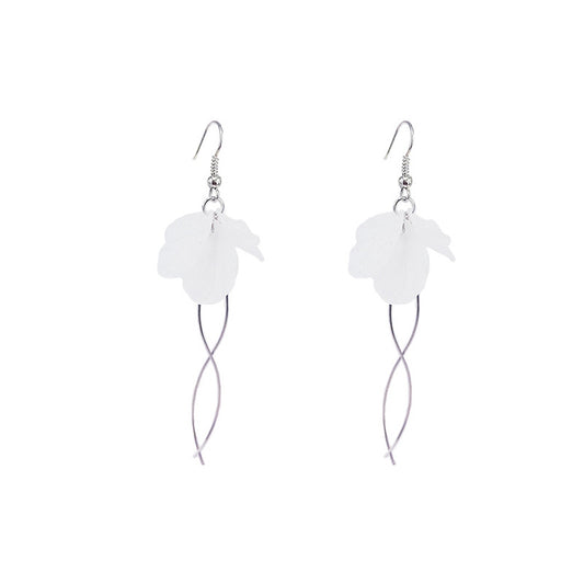 Eternal Petal Long Earrings: Vienna Verve Collection - Korean Inspired Metal Earrings for Women