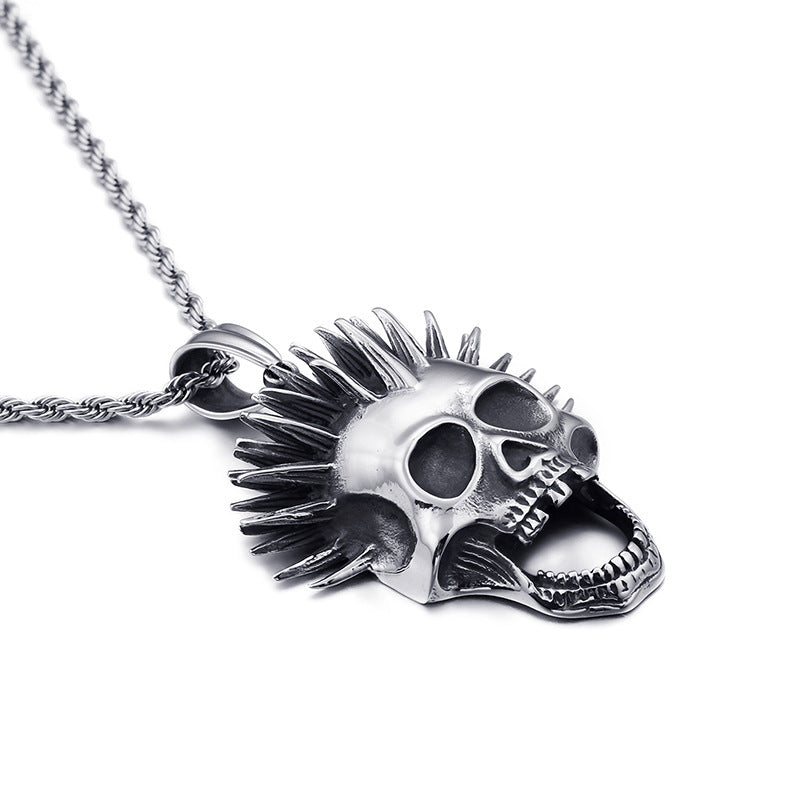 Exaggerated Ghost Head Punk Stainless Steel Pendant - Men's Gothic Jewelry