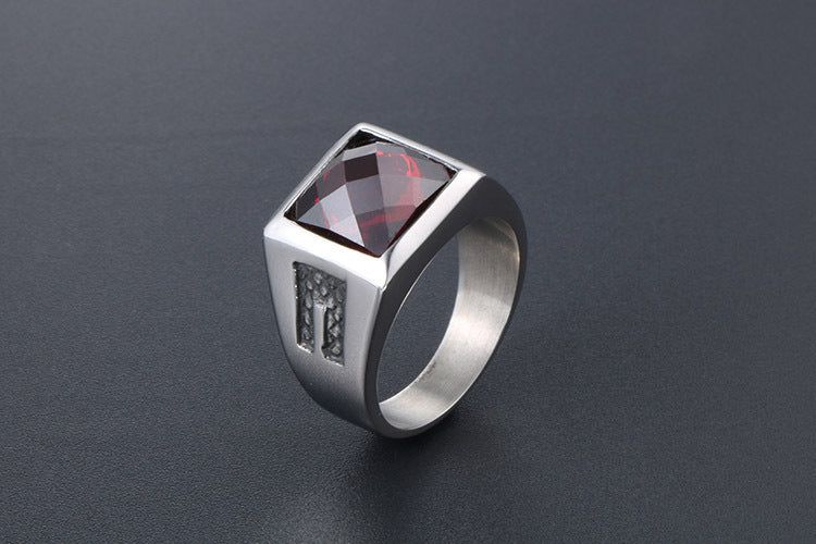 Retro Gemstone Ring Personalized Couple Titanium Steel