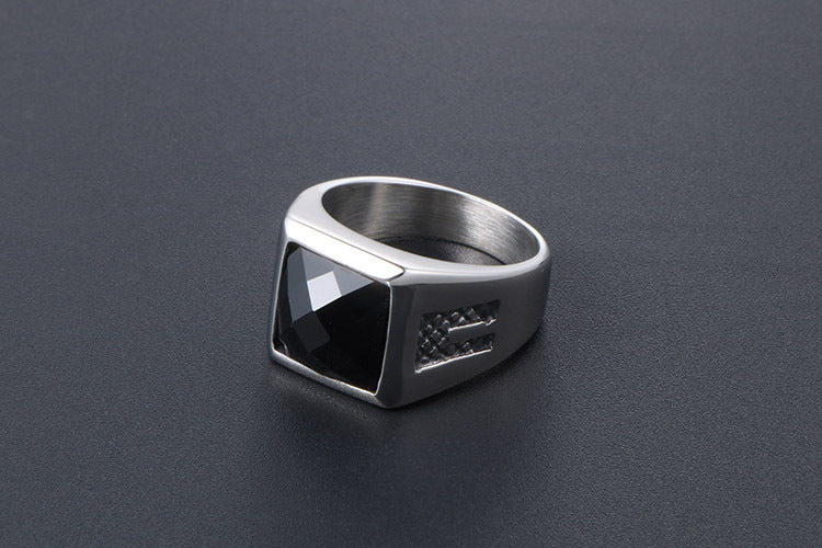 Retro Gemstone Ring Personalized Couple Titanium Steel