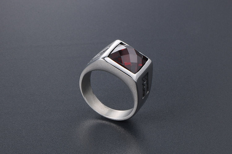 Retro Gemstone Ring Personalized Couple Titanium Steel