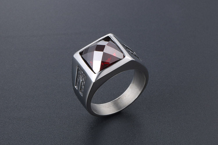 Retro Gemstone Ring Personalized Couple Titanium Steel