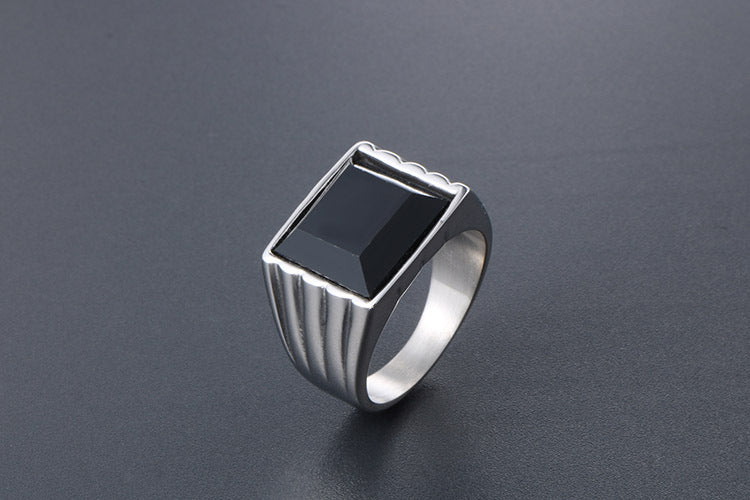 Titanium Steel Ring Red Black Zircon Hip Hop Ring For Men