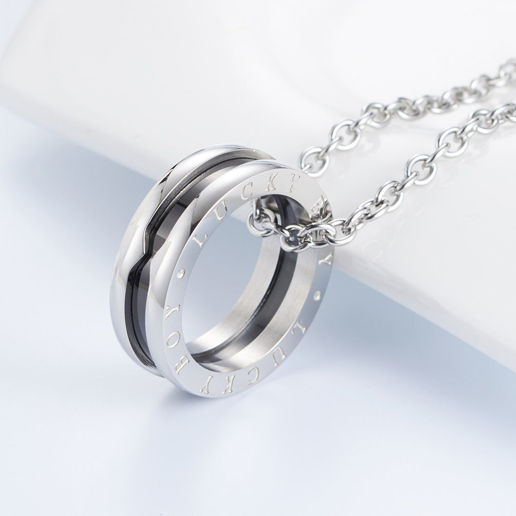 Chaocool Titanium Steel Imitation Ceramic Ring Necklace for Men