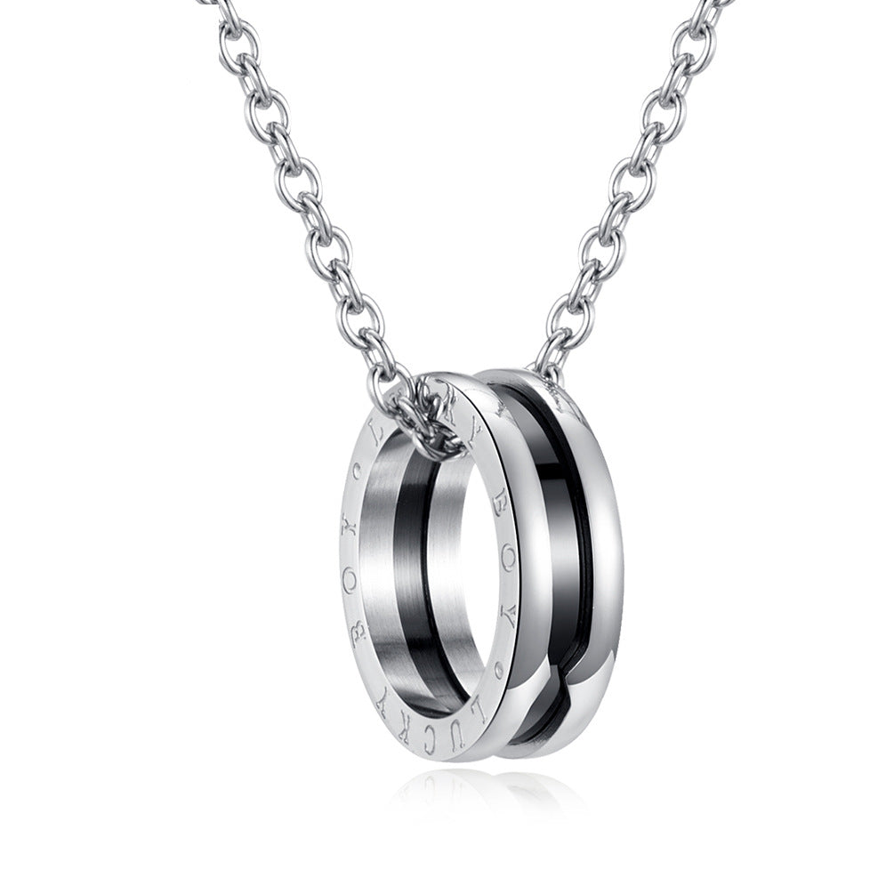 Chaocool Titanium Steel Imitation Ceramic Ring Necklace for Men