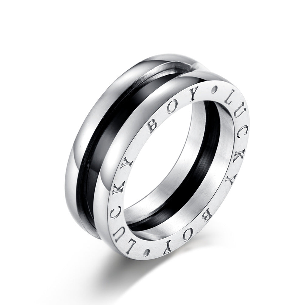 Chaocool Titanium Steel Imitation Ceramic Ring Necklace for Men