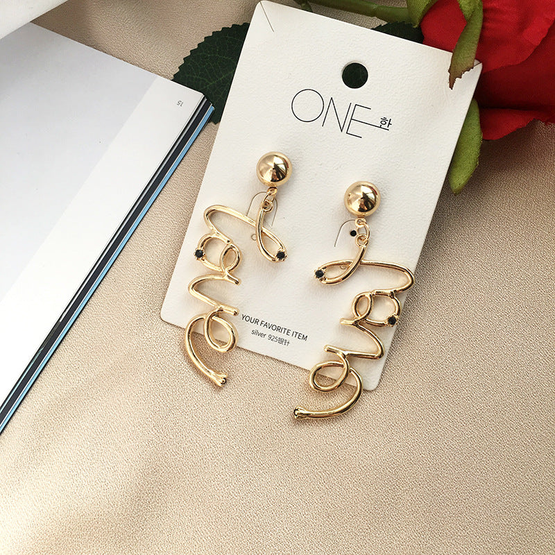 Cross-Border LOVE Letter Alloy Earrings for Valentine's Day
