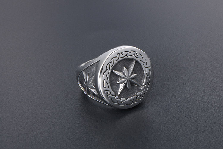 Titanium Steel Retro Star Ring For Hip Hop Men Fashion
