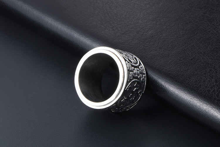Men's Titanium Steel Ring Rotatable Four Mythical Beasts