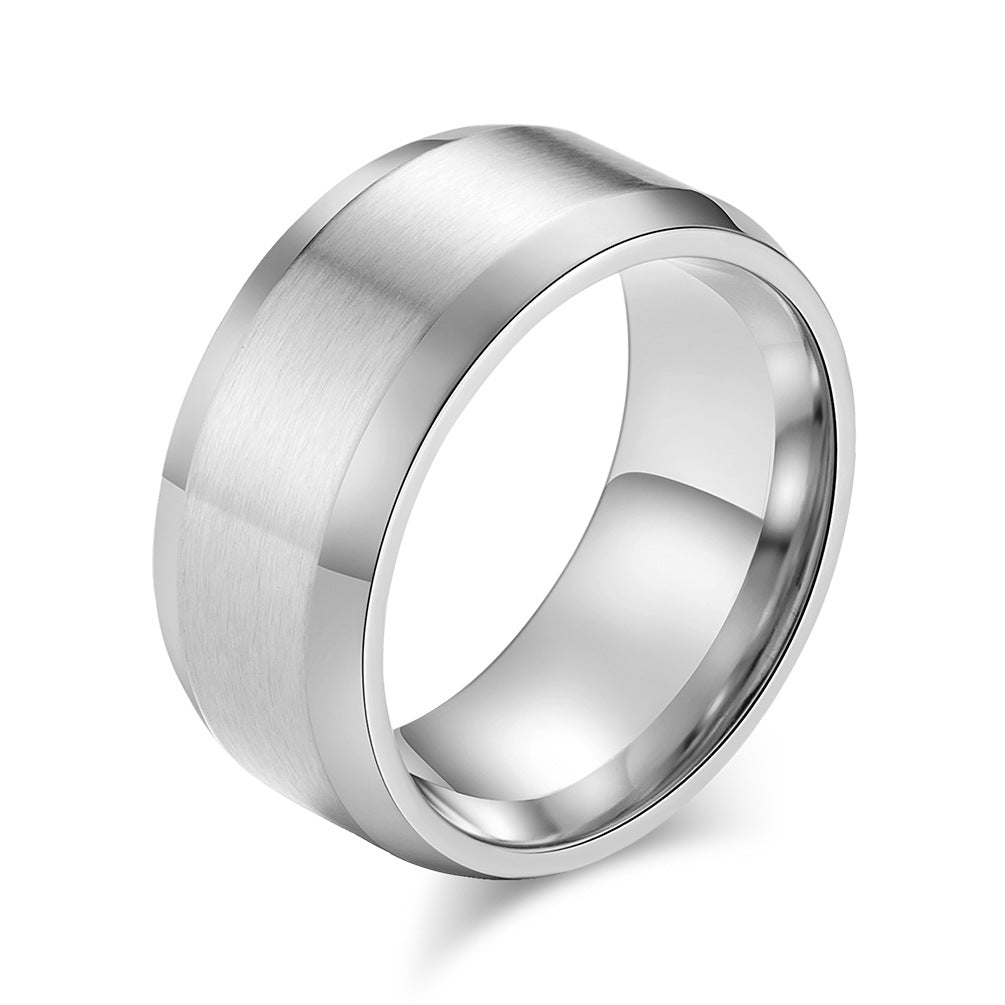 Matte Stainless Steel Ring – Gold-Plated Wide Brushed
