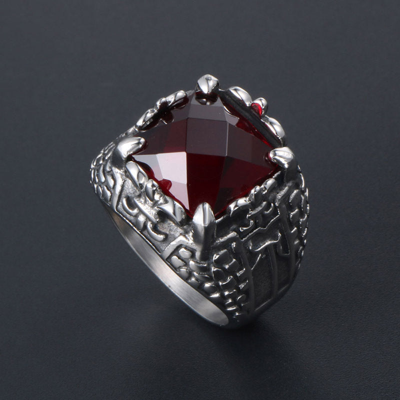 Titanium Steel Punk Zircon Ring for Men - Trendy Wholesale Jewelry Accessories