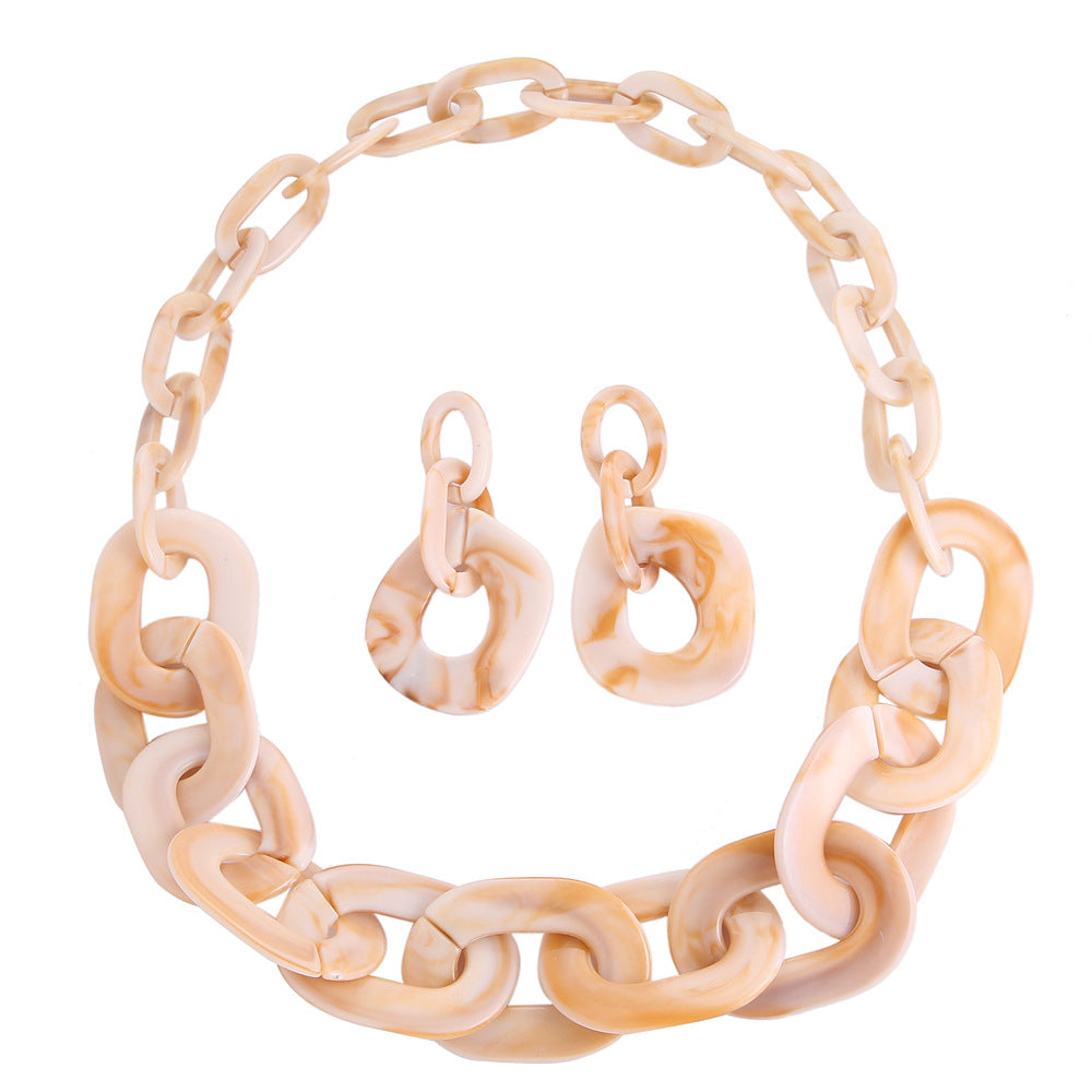 Cross-Border Jewelry Supply Set with Resin Necklace and Earrings, Top Selling in Europe and America