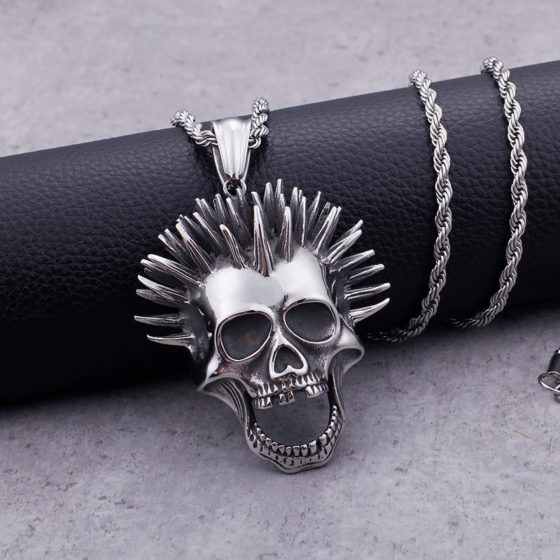 Exaggerated Ghost Head Punk Stainless Steel Pendant - Men's Gothic Jewelry