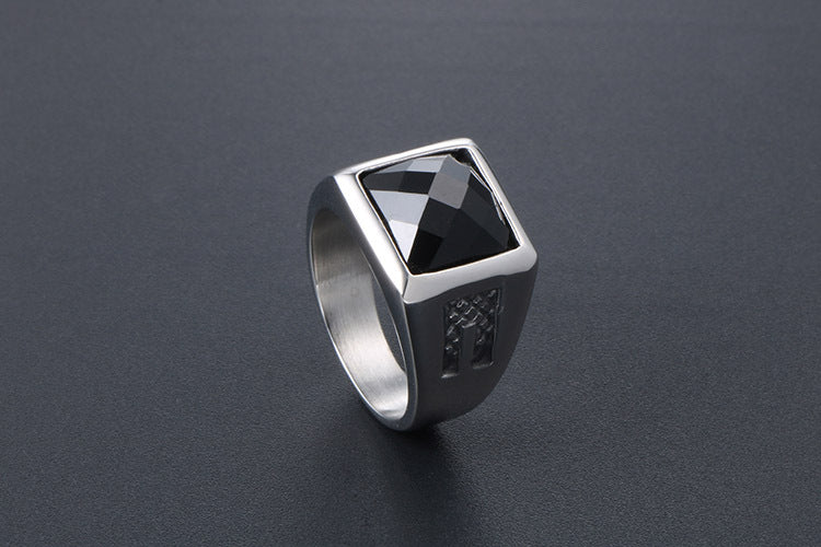 Retro Gemstone Ring Personalized Couple Titanium Steel