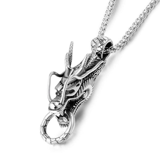 Personalized Titanium Steel Gold Dragon Necklace for Trendy Men