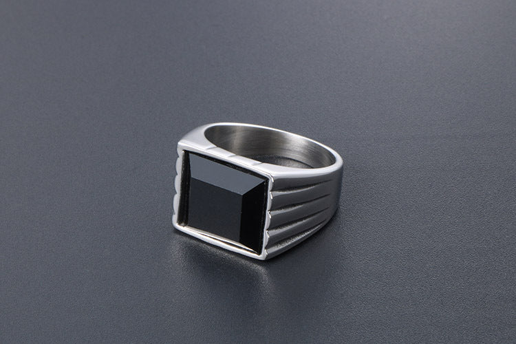 Titanium Steel Ring Red Black Zircon Hip Hop Ring For Men