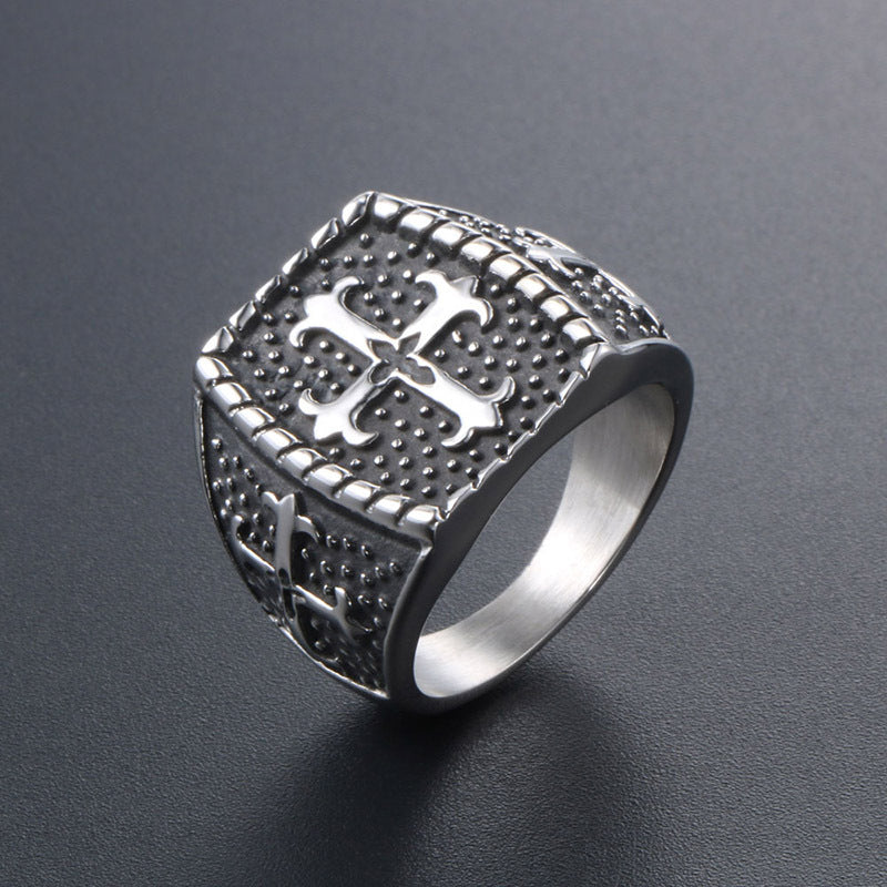 Personalized Vintage Titanium Steel Men's Ring - Retro Stainless Steel Jewelry Wholesale