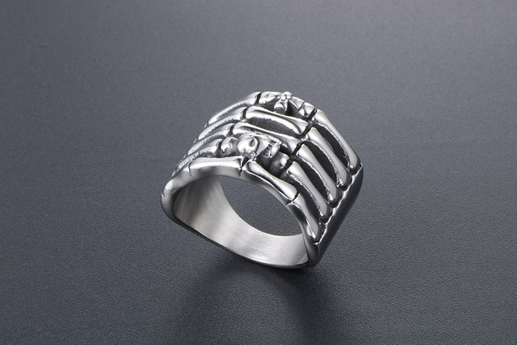 Titanium Steel Ghost Hand Ring Men Punk Fashion Jewelry