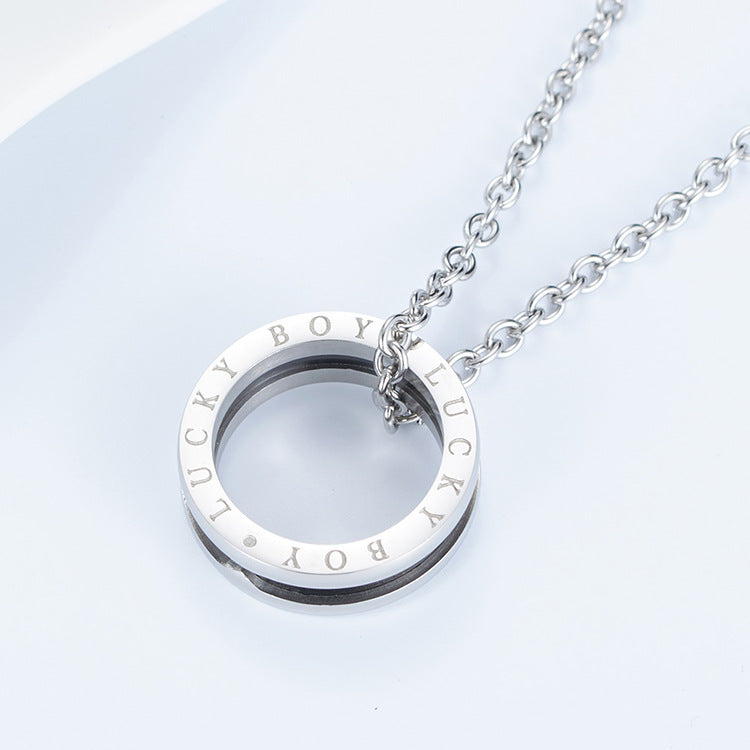 Planderful Titanium Steel Ring Pendant Necklace For Trendsetters Does Not Fade Premium Style