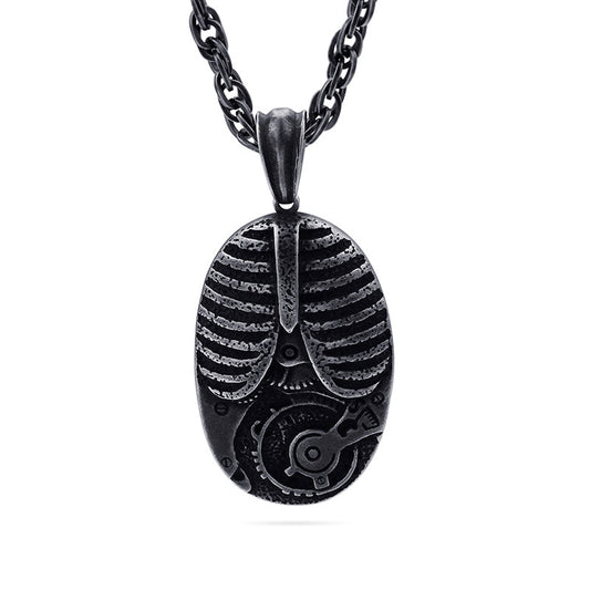 Steampunk Gear Pendant Necklace for Men, Retro Titanium Steel Punk Jewelry