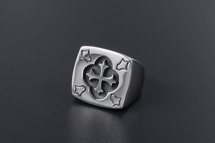 Personalized Exaggerated Vintage Cross Titanium Steel Ring