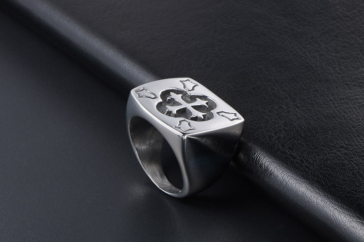 Personalized Exaggerated Vintage Cross Titanium Steel Ring