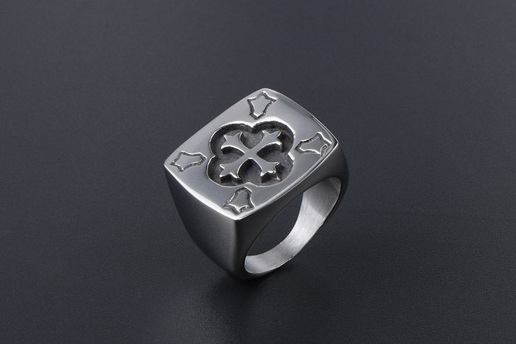 Personalized Exaggerated Vintage Cross Titanium Steel Ring
