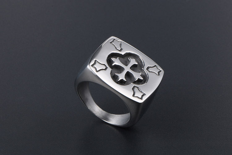 Personalized Exaggerated Vintage Cross Titanium Steel Ring