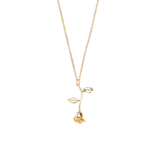 European Charm Alloy Rose Necklace - Elegant Valentine's Day Jewelry