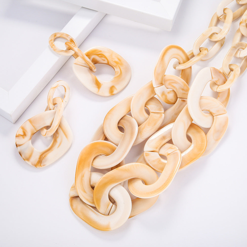 Cross-Border Jewelry Supply Set with Resin Necklace and Earrings, Top Selling in Europe and America