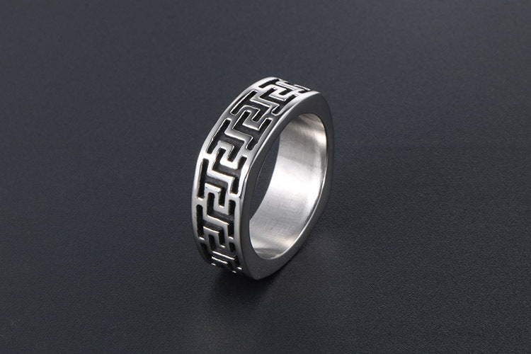 Great Wall Pattern Titanium Steel Ring For Men Domineering